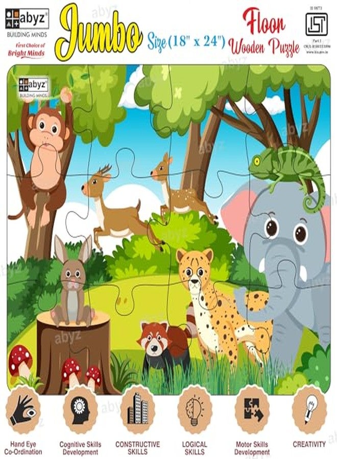ABYZ Wooden Jigsaw Puzzle - Jungle Animals Playset for Fun Educational & Little Explorers, 12-Pieces & Pack of 2 Fun Games with Multicolor | Birthday Gift for (3 Plus Years) Age Kids. - Image 4